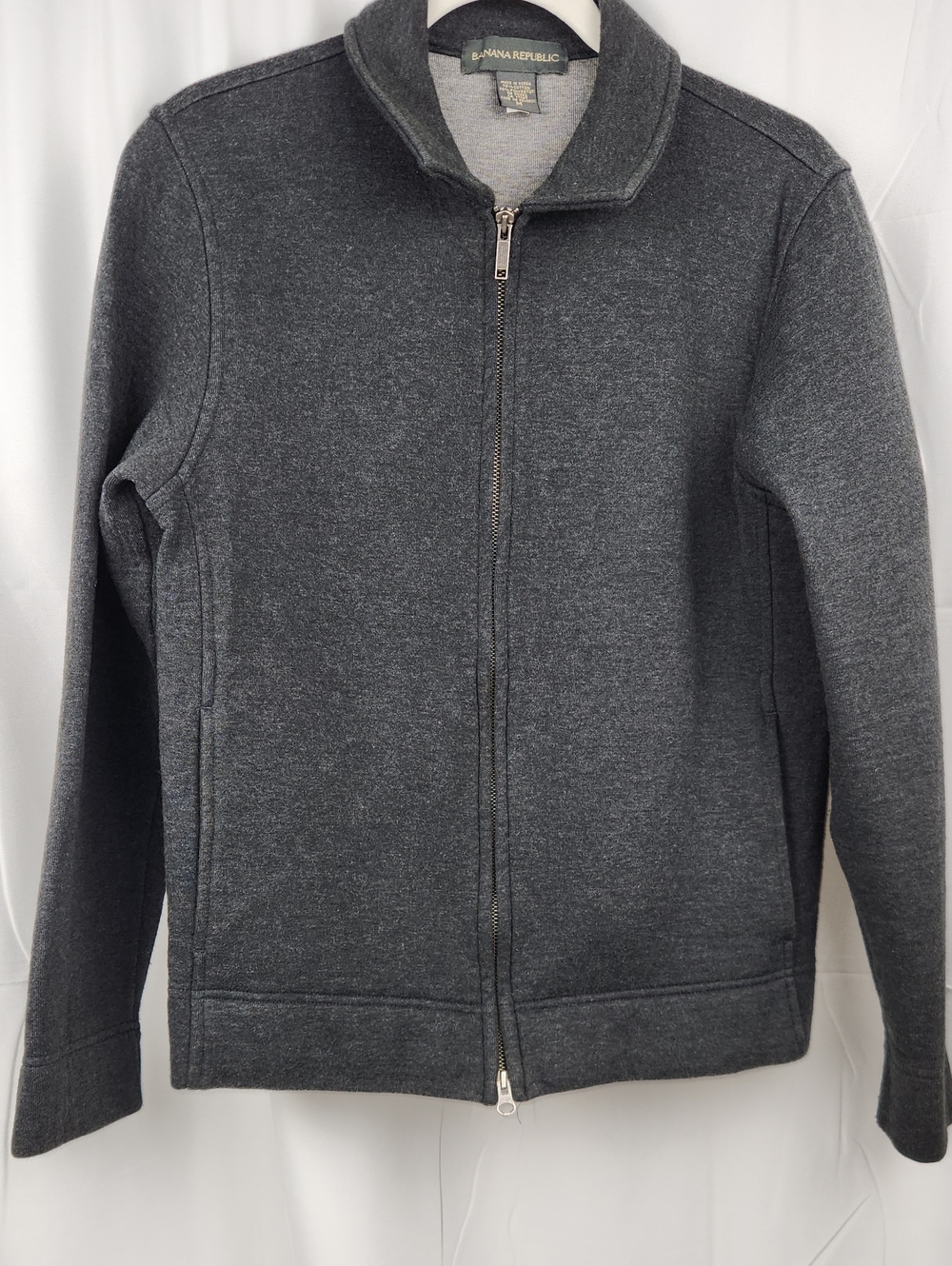 Banana Republic Ottoman Charcoal Heather Gray Zip Thick Knit Jacket
